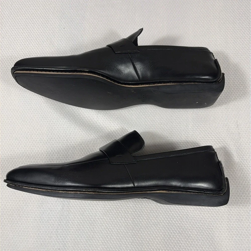 GUCCI Men's Black Double GG Logo Leather dress‎ loafers Italy 40 / US 7E w/ COA